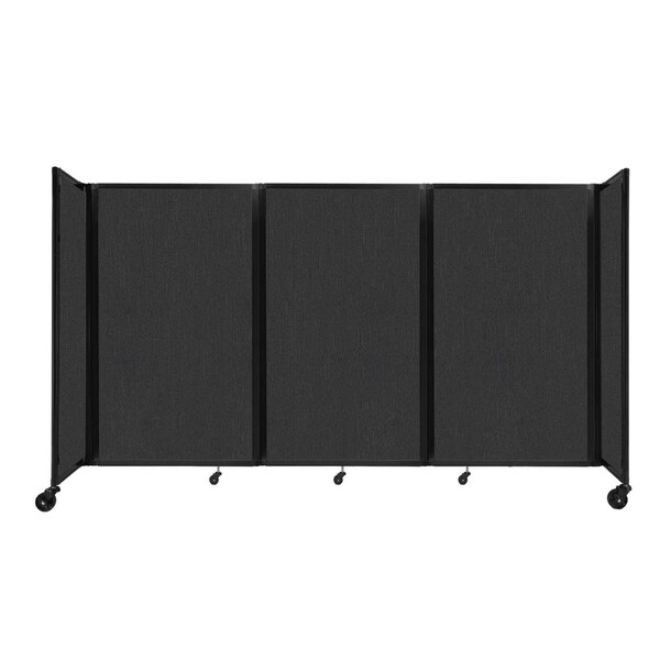 Versare Room Divider 360 Folding Portable Partition 8'6" x 5' Black Fabric 1160302 Zoro